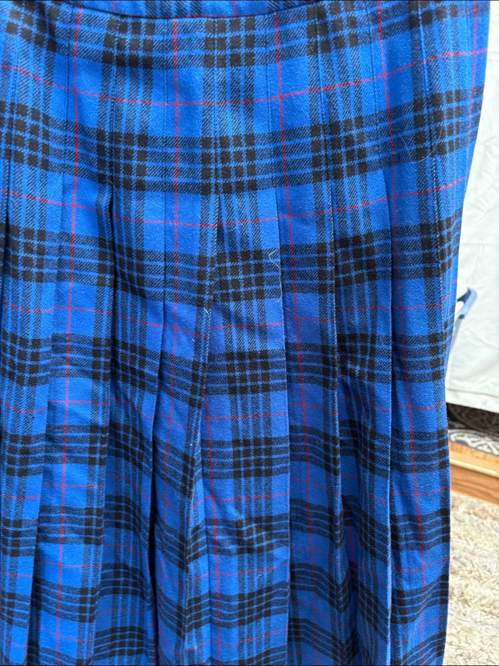 Pendleton Blue Plaid Wool Skirt with Red Trim - Picture 3 of 3